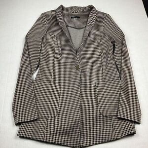 Tommy Hilfiger Womens Knit Blazer Houndstooth Professional Button Jacket Size 4